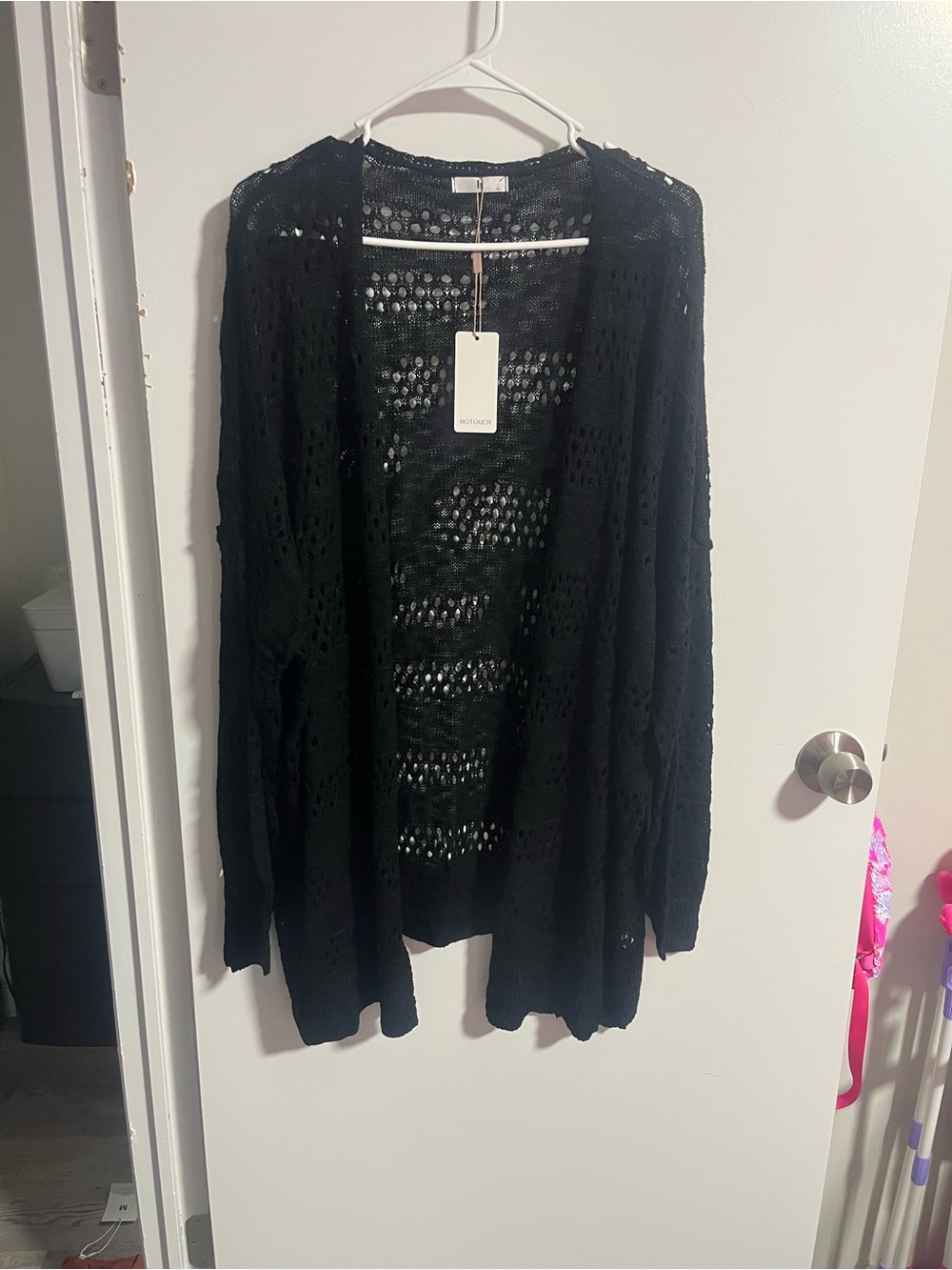 Amazon Black Open-Weave Women's Long Sleeve Cardigan